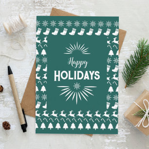 Eenvoudige groene kaart, witte decor kerstkaart