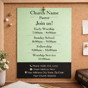Eenvoudige groene kerkfolder, doe mee met onze die flyer