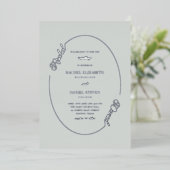 Eenvoudige groene naam Oval Border Weddenschap Rea Folie Uitnodiging (Staand Voorkant)