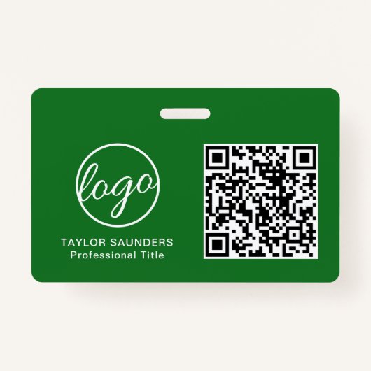 Eenvoudige, groene QR-code, werknemer-ID Badge (Voorkant)