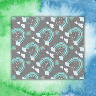 Eenvoudige groene regenboog Boho op houtskool   Fleece Deken