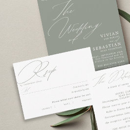 Eenvoudige groene salie witte maaltijd keuze RSVP- RSVP Kaartje