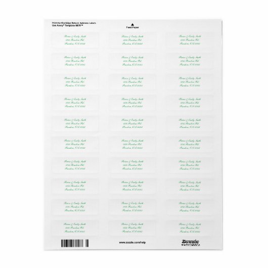 Eenvoudige groene script witte aangepaste labels (Full Sheet)