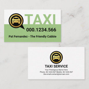 Eenvoudige Groene Taxi Service Laag Visitekaartje