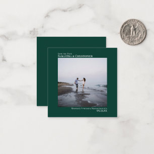 Eenvoudige groene trouwkaart Save the Date foto mi Notitiekaartje