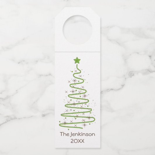 Eenvoudige groene vrolijke kersttypografie op wit flessenhanger (Achterkant)