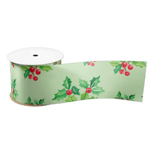 Eenvoudige groene Waterverf Holly Berries Xmas Pat Lint