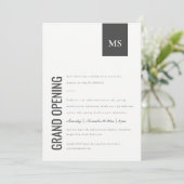 Eenvoudige Grote opening van het Bedrijfs Monogram Bedankkaart (Staand voorkant)