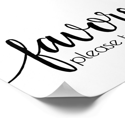 Eenvoudige gunsten | Zwart Script bruiloft feest e Poster (Hoek)