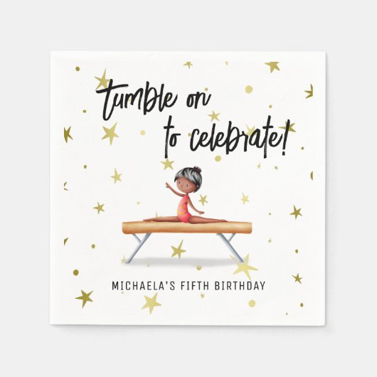 Eenvoudige Gymnastiek Balans Beam Meisje Verjaarda Servet (Voorkant)