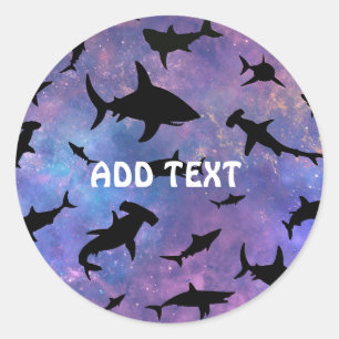 Eenvoudige haai vis kaken walvis oceaan galaxy pat ronde sticker