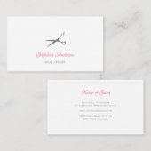 Eenvoudige haarstylist grijze schaar met roze scri visitekaartje (Voorkant / Achterkant)