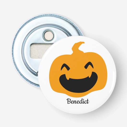 Eenvoudige Halloween jack-o-lantaarn pompoen gezic Button Flesopener (Voorkant)