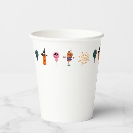 Eenvoudige Halloween Pompoen gezicht spook enge pa Papieren Bekers (Achterkant)