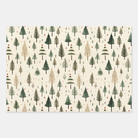 Eenvoudige hand getrokken crème dennenboom inpakpapier vel (Voorkant)