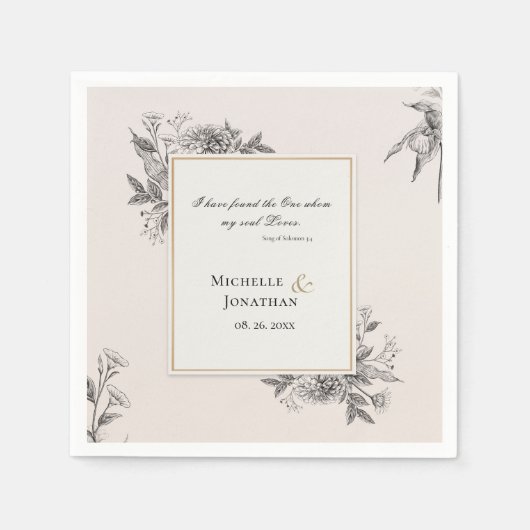 Eenvoudige Hand getrokken Floral Christelijke Bru Servet (Voorkant)