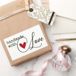 Eenvoudige handgemaakte met liefde hart eenvoudig rechthoekige sticker