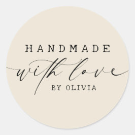 Eenvoudige handgemaakte met liefde script business ronde sticker