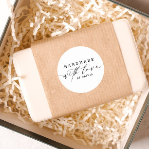 Eenvoudige handgemaakte met liefde script business ronde sticker