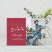 Eenvoudige handgeschreven aankondiging Afstuderen (Staand voorkant)