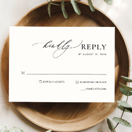 Eenvoudige handgeschreven kalligrafie trouw-RSVP k Kaart