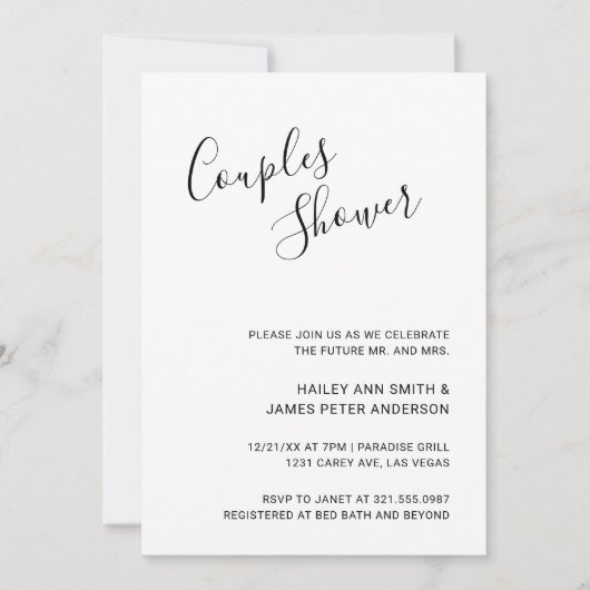 Eenvoudige handgeschreven Script Couples Shower Kaart (Voorkant)