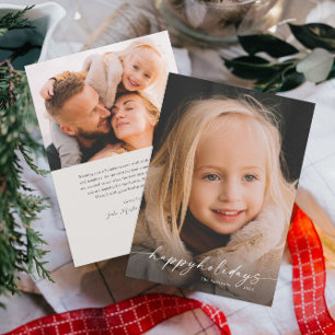 Eenvoudige handgeschreven script foto kerst feestdagenkaart