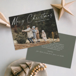 Eenvoudige handgeschreven script foto Kerstmis Feestdagenkaart