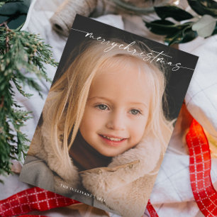 Eenvoudige handgeschreven script foto Kerstmis Feestdagenkaart