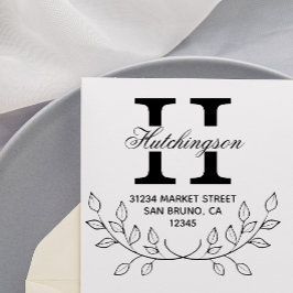 Eenvoudige handgetekende krans | Groen retouradres Zelfinktende Stempel