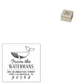 Eenvoudige handgetekende walvis familienaam retour rubberstempel (Gestempeld)