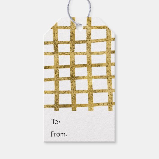 Eenvoudige handmatige goudfaux glitter grid cadeaulabel (Voorkant)
