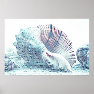 Eenvoudige handschetszeeslagtekening   Poster