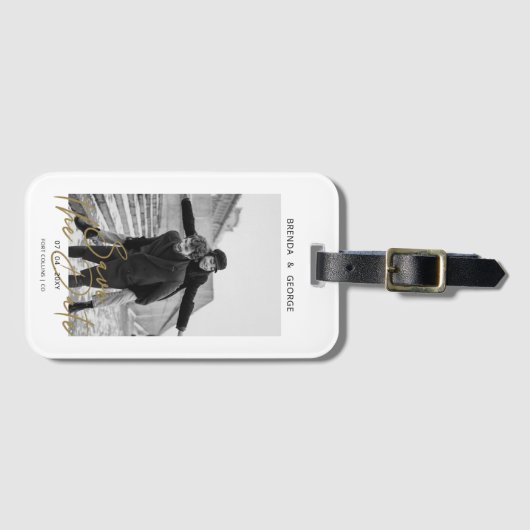 Eenvoudige handtekening minimalistisch foto Opslaa Bagagelabel (Voorkant (horizontaal))