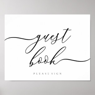 Eenvoudige handtekening voor schoonmaak van gastbo poster