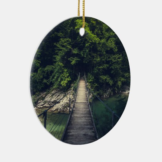 Eenvoudige hangbrug over de Idrijca, handschoen Keramisch Ornament (Rechts)