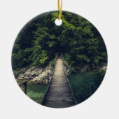 Eenvoudige hangbrug over de Idrijca, handschoen Keramisch Ornament (Voorkant)