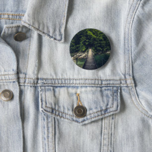 Eenvoudige hangbrug over rivier Idrijca, Slovenië Ronde Button 5,7 Cm