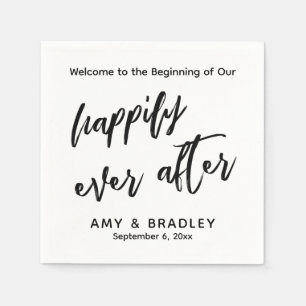 Eenvoudige Happily Ever After Handgeschreven Typog Servet