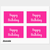 Eenvoudige Happy Birthday Hot Pink Rechthoekige Sticker (Vel)