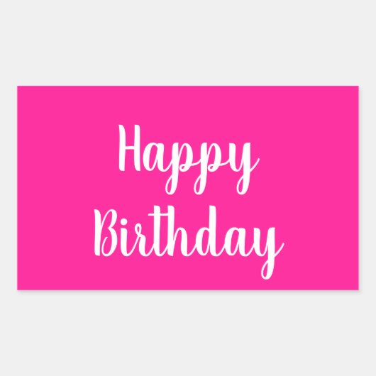 Eenvoudige Happy Birthday Hot Pink Rechthoekige Sticker (Voorkant)