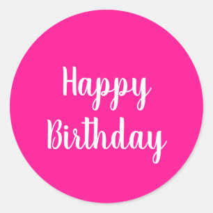 Eenvoudige Happy Birthday Hot Pink Ronde Sticker