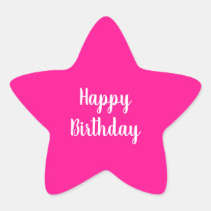 Eenvoudige Happy Birthday Hot Pink Ster Sticker
