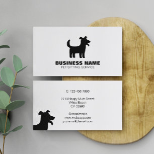 Eenvoudige Happy Dog Silhouette Logo Pet Service Visitekaartje
