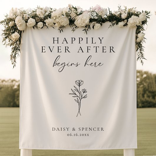 Eenvoudige "Happy Ever After Begins Here" Tekst Tr Wandkleed