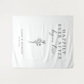 Eenvoudige "Happy Ever After Begins Here" Tekst Tr Wandkleed (Voorkant (horizontaal))