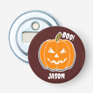 Eenvoudige Happy Halloween boe spooky pompoen Button Flesopener