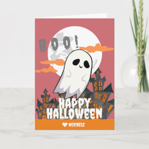 Eenvoudige Happy Halloween geest familie en vriend Kaart