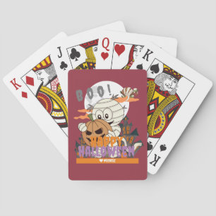 Eenvoudige Happy Halloween Mummy familie en vriend Pokerkaarten