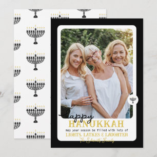 Eenvoudige HAPPY HANNUKAH Menorah Foto Feestdagenkaart